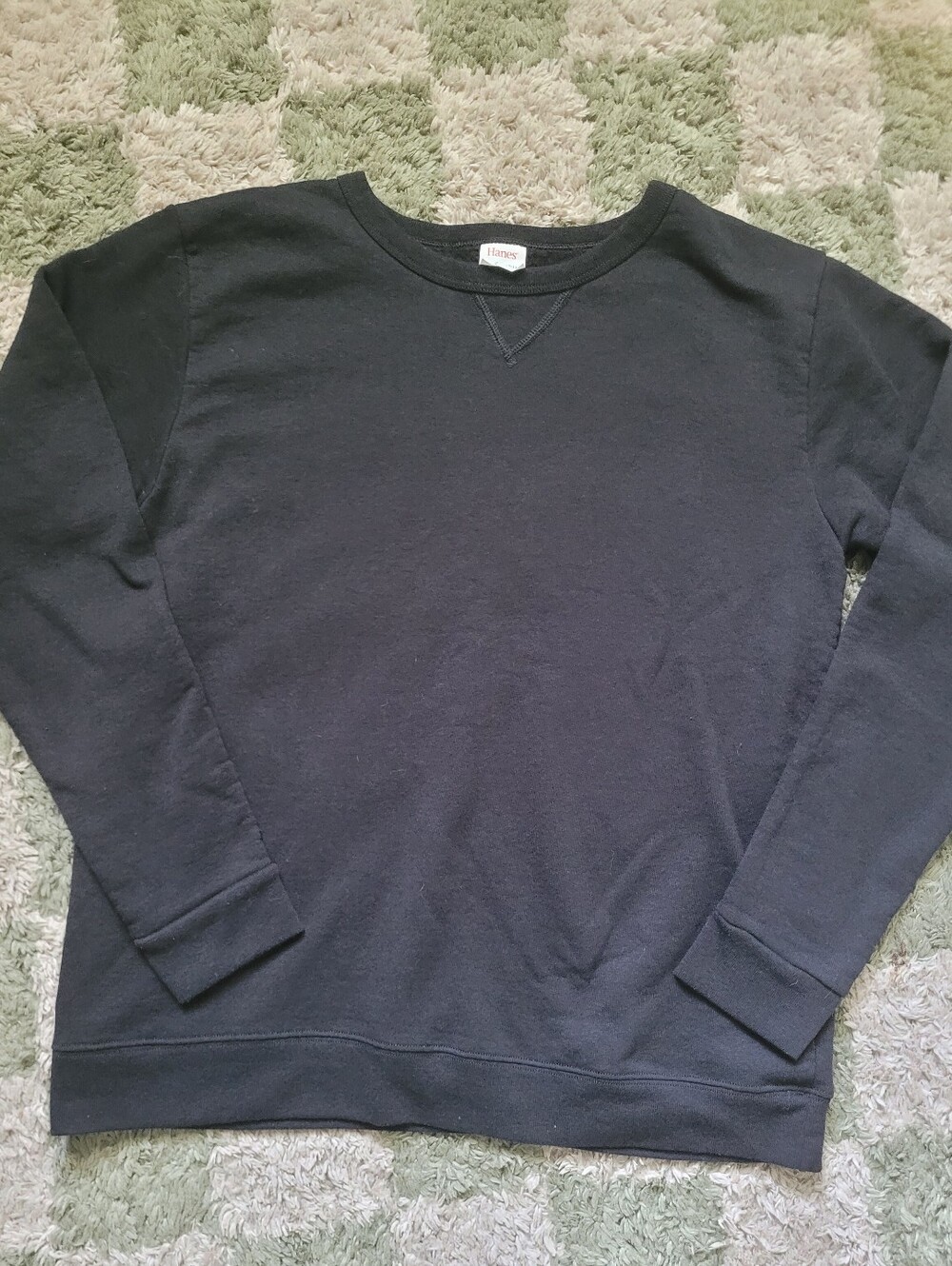 Hanes Unisex Black Crewneck Pullover Sweatshirt